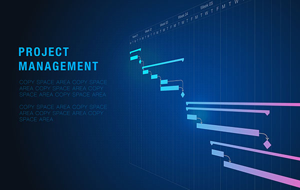 Project management template with Gantt chart planning schedule w